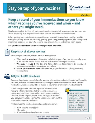 CardioSmart Stay on Top of Your Vaccines Infographic
