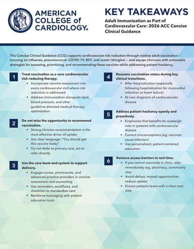 Key Takeaways on Adult Immunization as Part of Cardiovascular Care